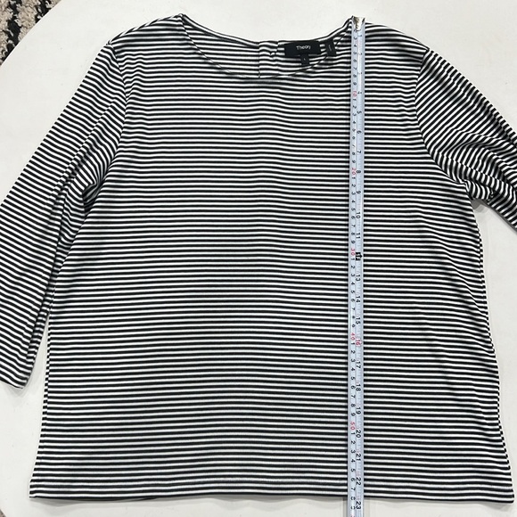 Theory Lowell Square Striped Tee MSRP $200 SZ L - Picture 5 of 7